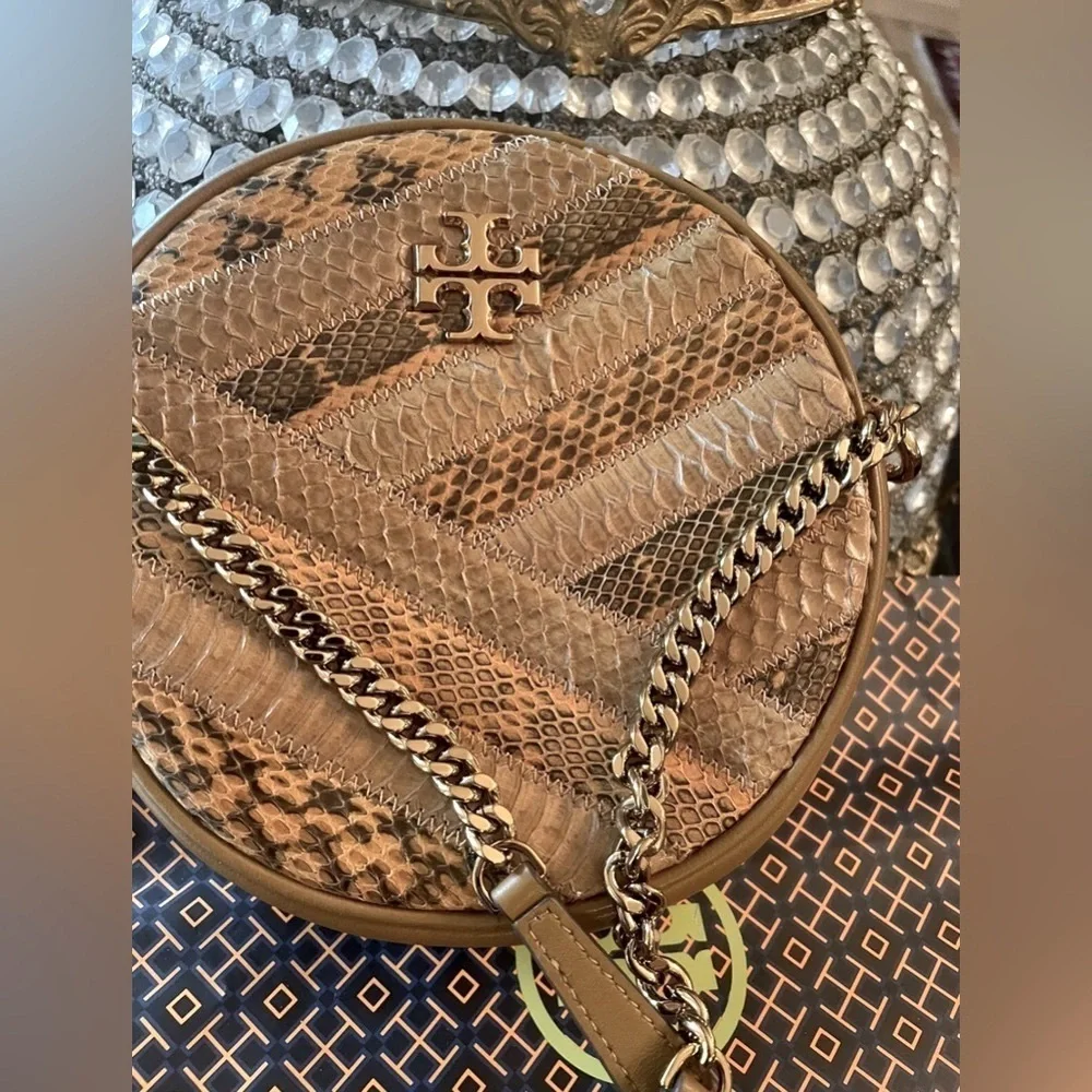 Tory Burch Authentic Tory Burch Kira Chevron Snakeskin Circle Bag EUC